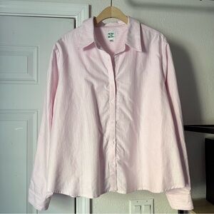 SHINY BY NATURE pink white striped cotton popling oversized button up shirt